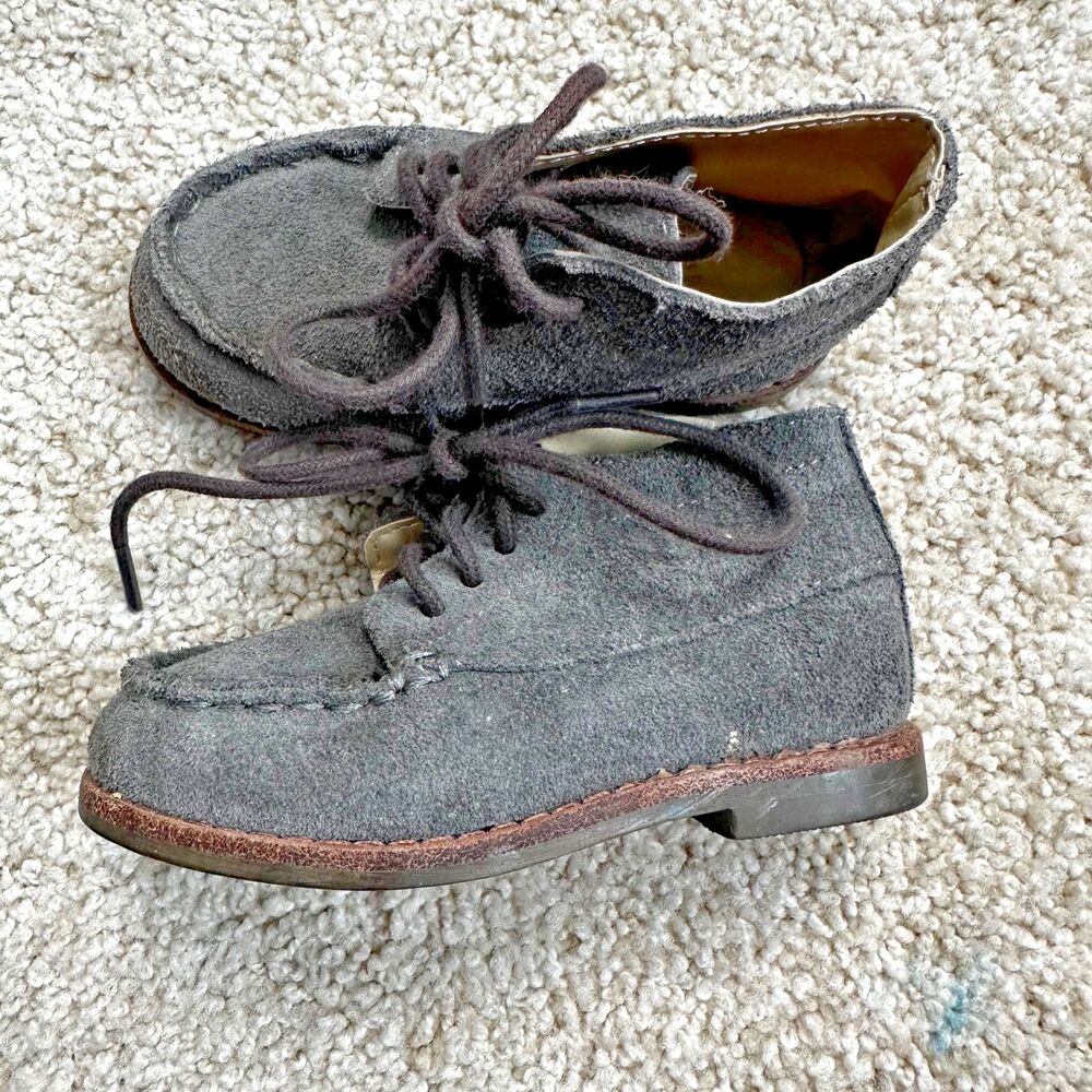 Janie & Jack Grey Leather Lace Up Boot Shoes Baby Size 4